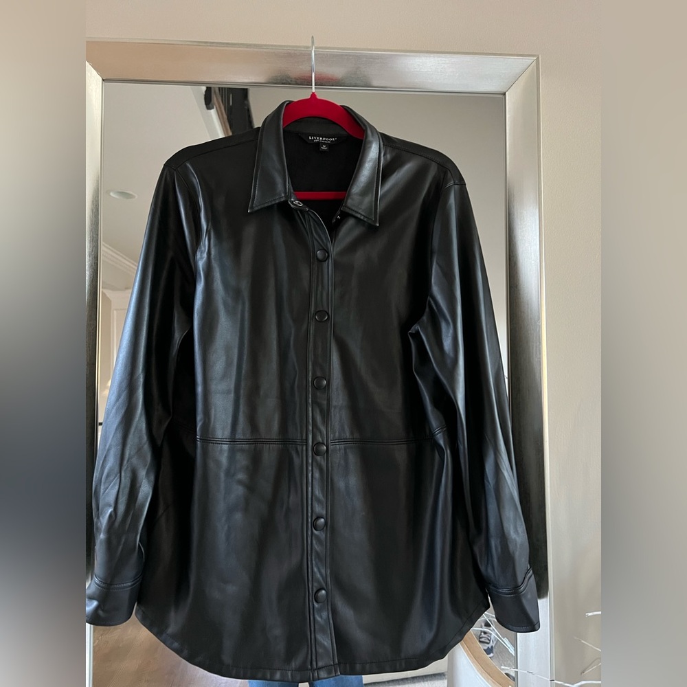Liverpool Black and Faux Leather Shirt/jacket
